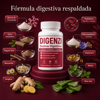 DIGENZI | Enzimas Digestivas, Probióticos y Antiacidez